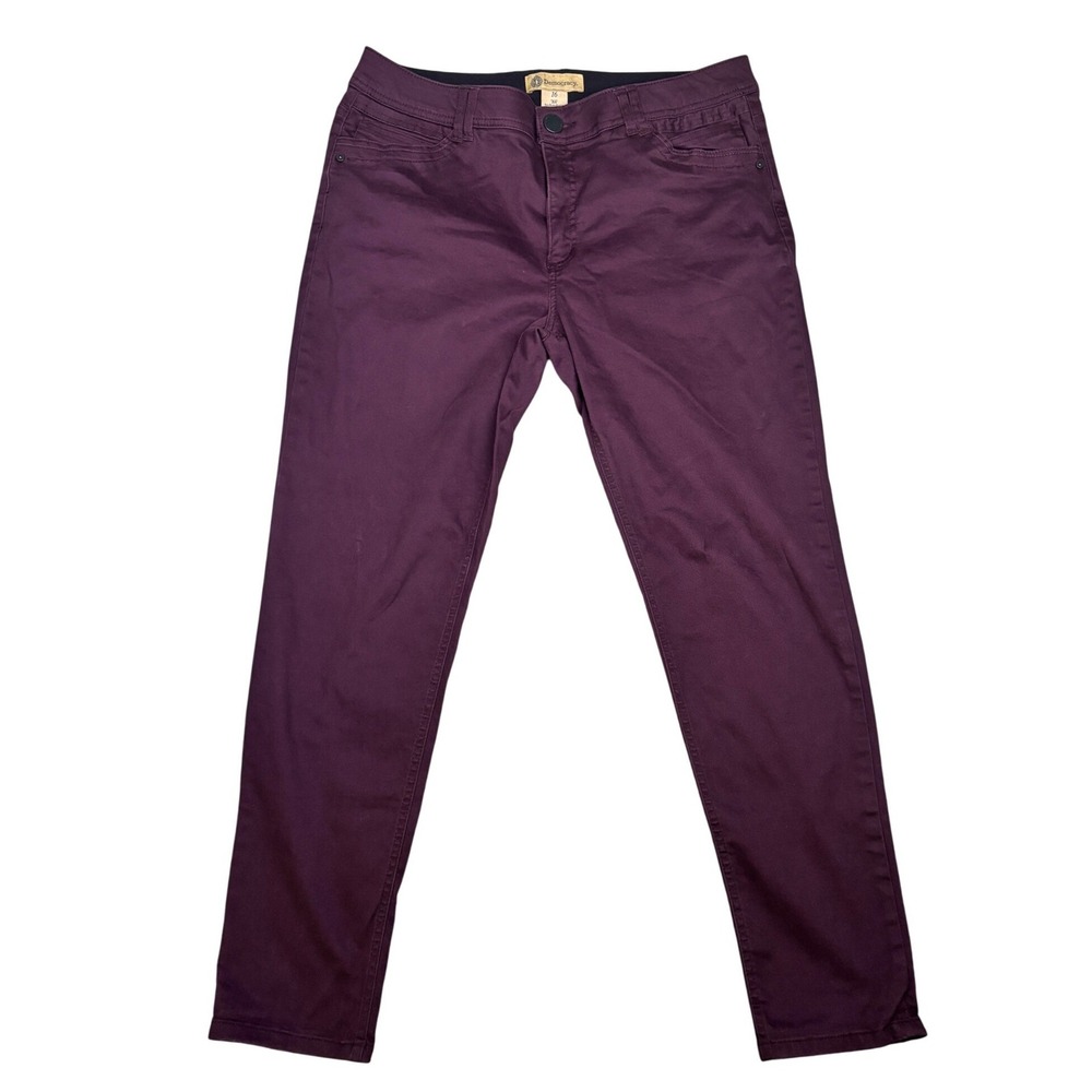 Democracy Ab Technology Pants Women 16 Purple Slim Straight Leg Colored Denim